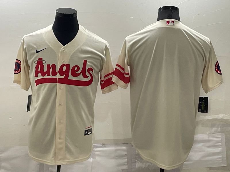 Men Los Angeles Angels Blank Cream City Edition Game Nike 2022 MLB Jersey->los angeles angels->MLB Jersey